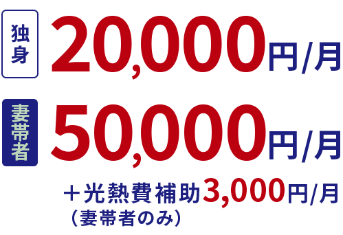 独身20,000円。妻帯者50,000円